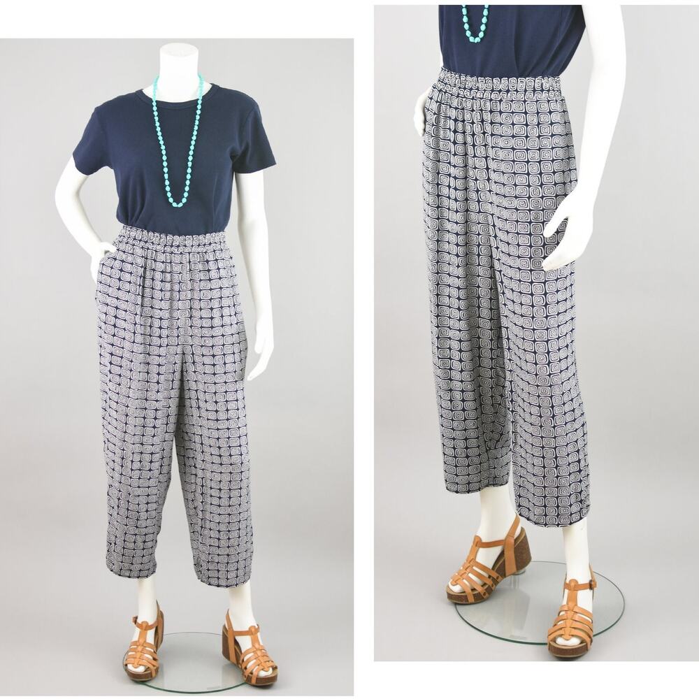Vintage Navy Blue Casual Easy Pants Women's 28 - 33" Waist